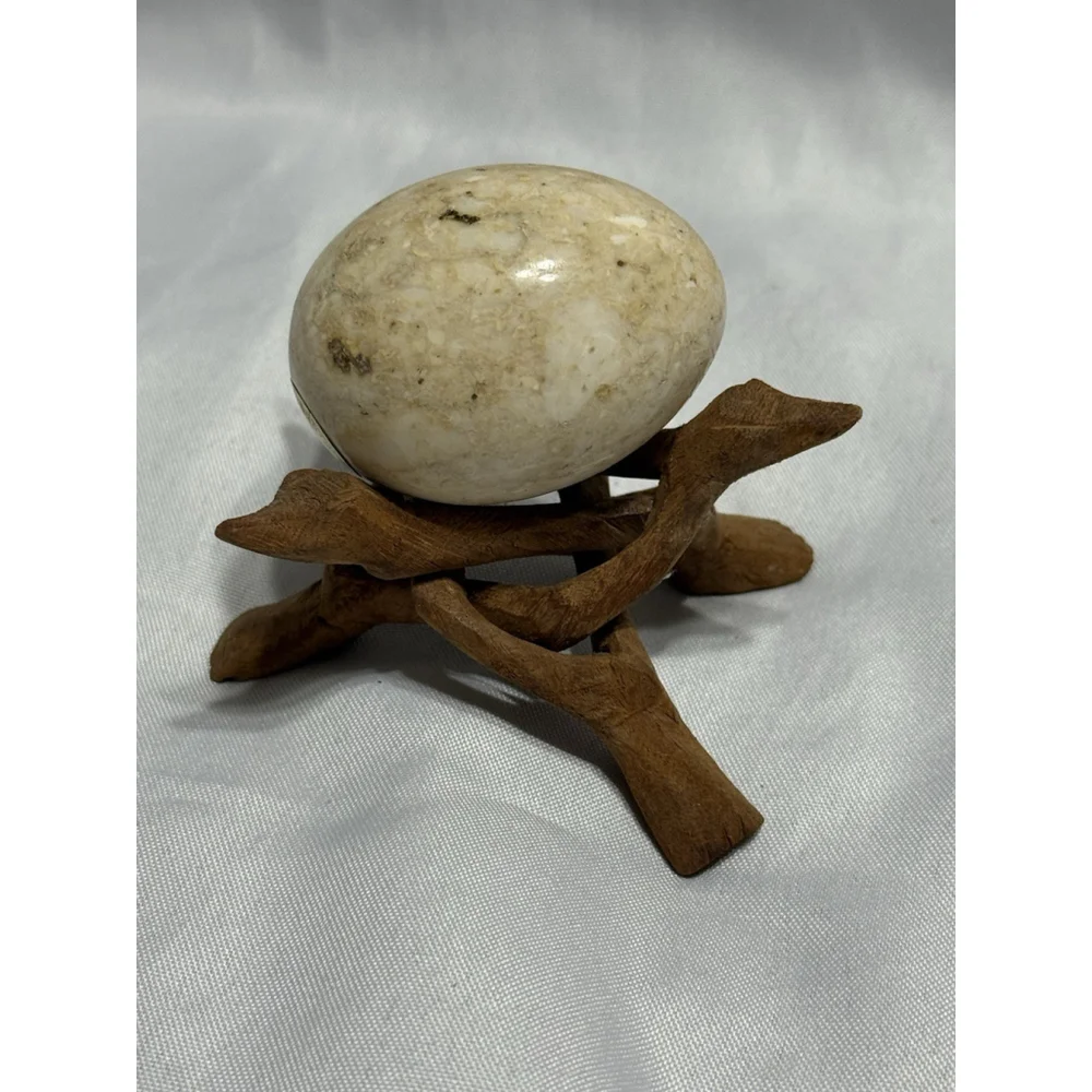 Pier 1 Polished Egg Rock Decorative Paperweight Brown/white Marble Quartz 2 1/2”